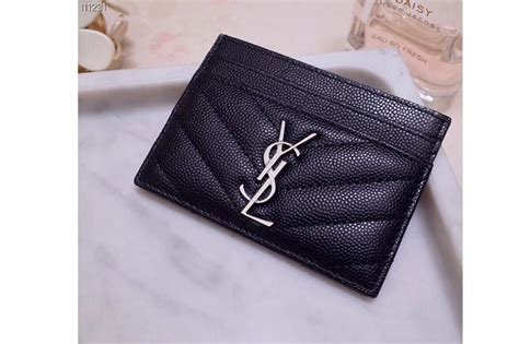 silver ysl card holder|ysl monogram card holder.